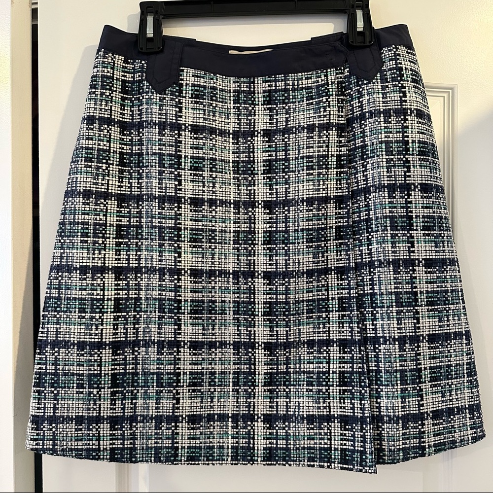Etro Navy Blue and Green Tweed Skirt - Size 46 EU/10 U.S.